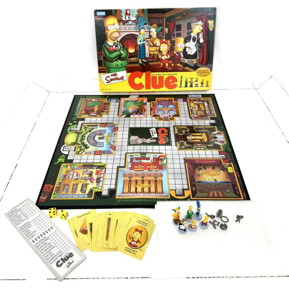 THE SIMPSONS Clue Board Game 2nd Edition 2002 Parker Brothers Vintage